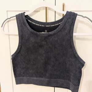 Aerie Charcoal Blue Ribbed Sports Bra